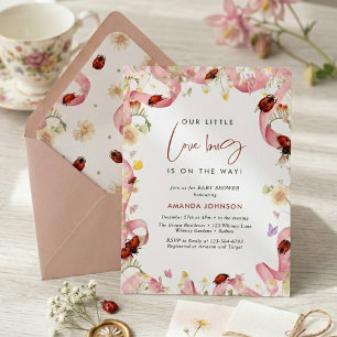 Invitación Dulces Bug Amor Rosa Rojo Baby shower 