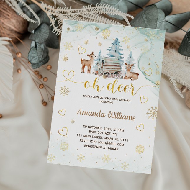 Invitación Dulces Ciervos Invierno Baby Shower (Subido por el creador)