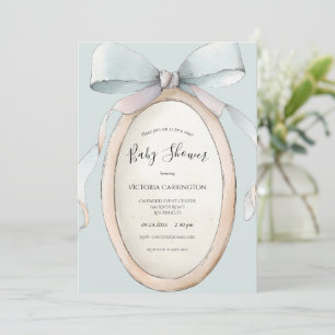 Invitación Dulces Cintas y Lazos Fiesta de Bebé Vintage Azul