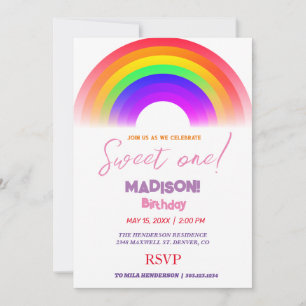 Invitación Dulces colores arcoiris, arcoiris dulce primer cum
