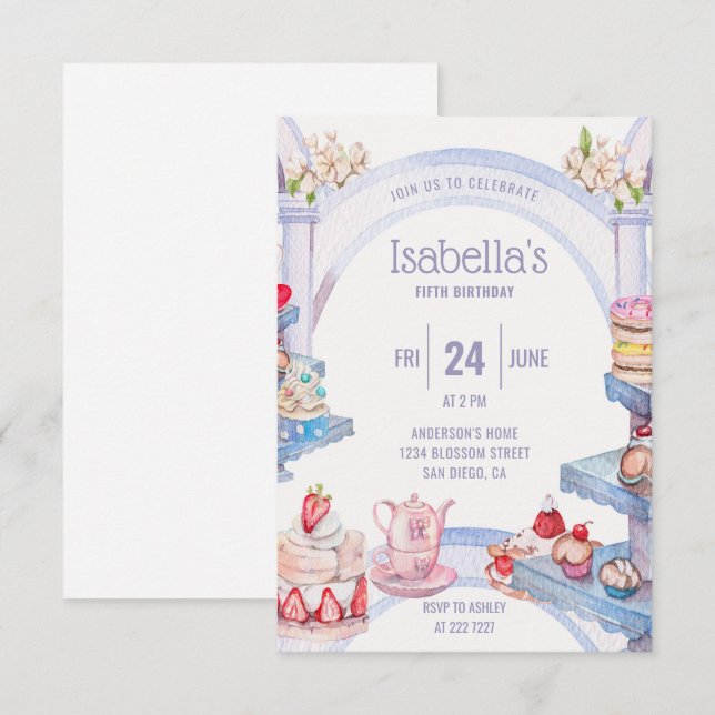 Invitación Dulces coloridos Cumpleaños (Anverso / Reverso)