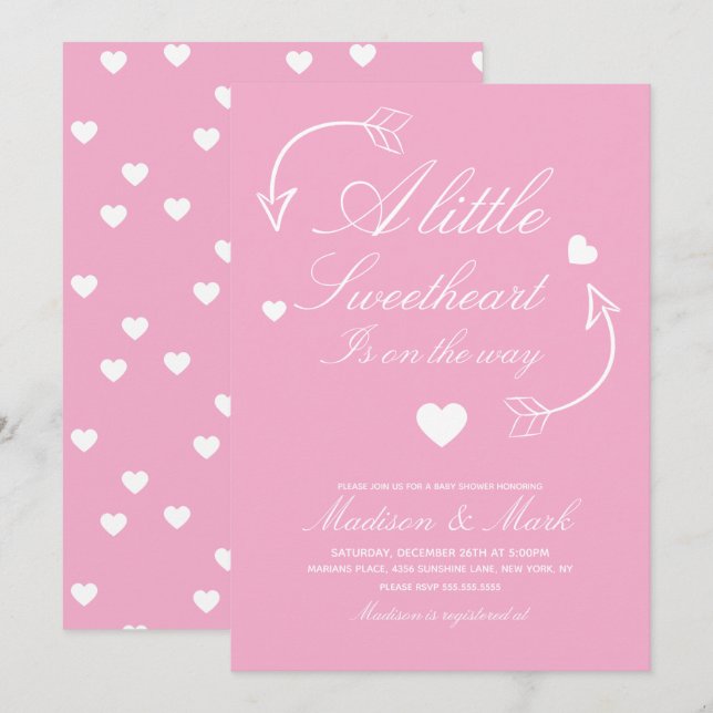 Invitación Dulces Corazones Flotantes Fiesta de Bebé (Anverso / Reverso)