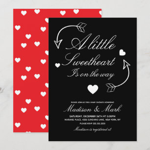 Invitación Dulces Corazones Flotantes Fiesta de Bebé Rojo