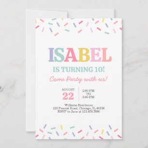 Invitación Dulces de arcoiris rociados Cumpleaños