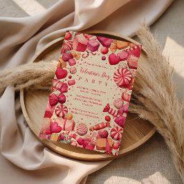 Invitación Dulces de Caramelo Retro Fiesta de San Valentín