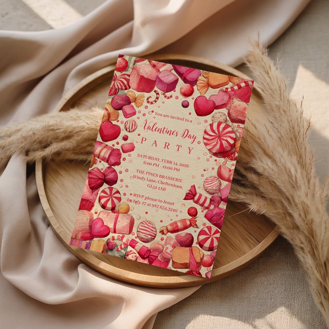 Invitación Dulces de Caramelo Retro Fiesta de San Valentín (Subido por el creador)