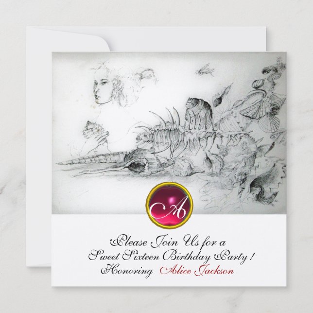 Invitación DULCES DE LA ESTANCIA 16 FIESTAS, Ruby Monograma C (Anverso)