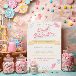 Invitación Dulces de la Tienda de Golosinas Retro