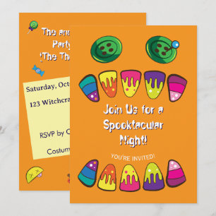 Invitación Dulces de maíz con cara de monstruo lindos de Hall