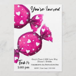 Invitación Dulces de San Valentín cubiertos de corazones Fies