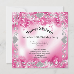 Invitación Dulces Dieciséis 16º Invierno Milagro Plata Rosa