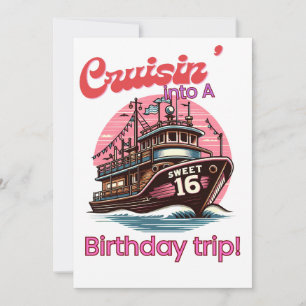 Invitación Dulces Dieciséis 16 Crucero hacia un viaje de cump
