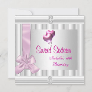 Invitación Dulces Dieciséis 16 Elegante Joya Blanca Rosa