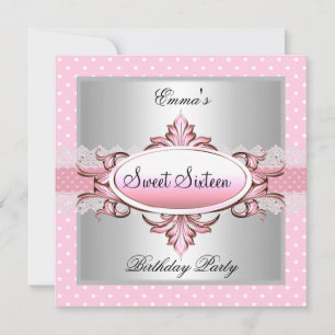 Invitación Dulces Dieciséis 16 Fiesta Plata Rosa Blanco Manch
