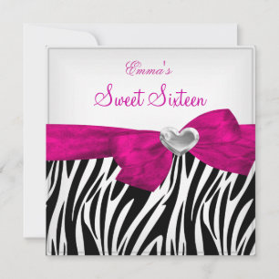 Invitación Dulces Dieciséis 16 Fiesta Plata Rosa Negro Leopar