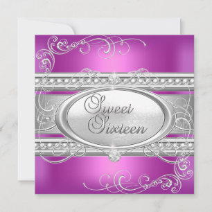 Invitación Dulces Dieciséis 16 Fiesta Rosa Blanco Perla Plate