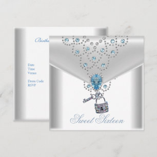 Invitación Dulces Dieciséis 16 Joyas Elegantes Blancas Platea