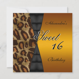 Invitación Dulces Dieciséis 16 Salvaje Negro Amarillo Oro