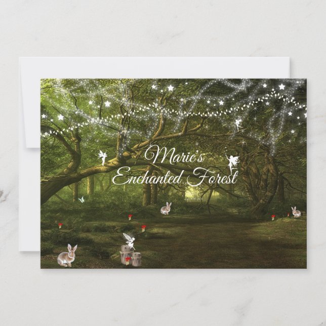 Invitación Dulces Dieciséis, Bosque Encantado, Hadas, Persona (Anverso)