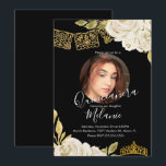 Invitación Dulces Dieciséis Brillo Marfil Floral Falso Foto<br><div class="desc">Quince Dulces Dieciséis Papel Picado Mexicano con Florales Acuarela Marfil. Agrega tu propia foto</div>