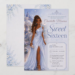 Invitación Dulces Dieciséis Cuento de Hadas Azul