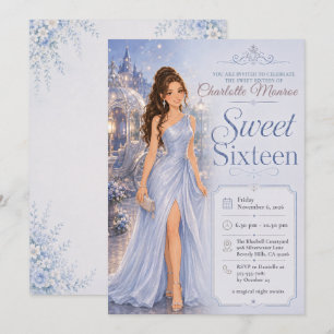Invitación Dulces Dieciséis Cuento de Hadas Azul