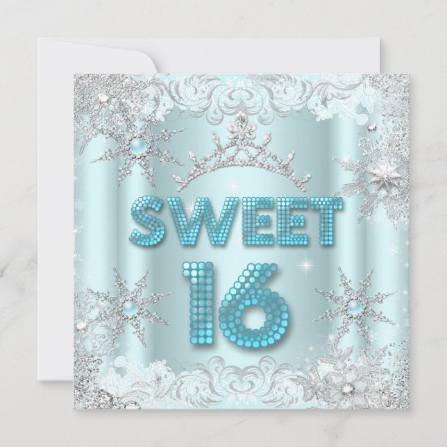 Invitación Dulces Dieciséis Cumpleaños 16 Azul plateado Invie (Anverso)