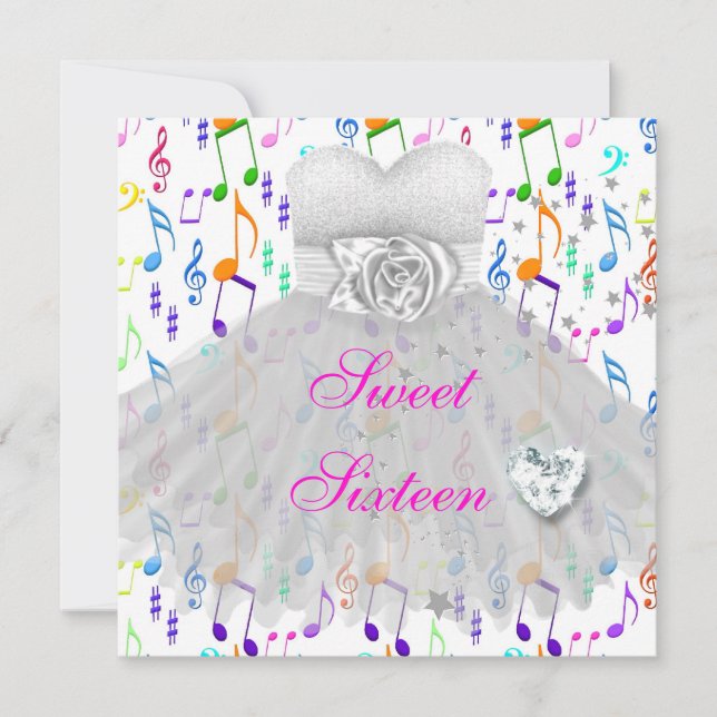 Invitación Dulces dieciséis cumpleaños 16 Fiesta de música (Anverso)