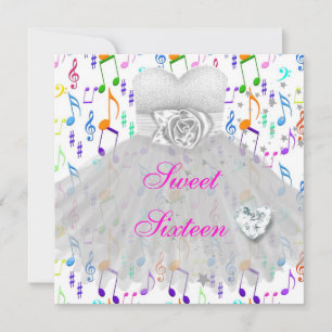 Invitación Dulces dieciséis cumpleaños 16 Fiesta de música