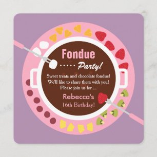 Invitación Dulces Dieciséis Cumpleaños Fiesta de Fondue para