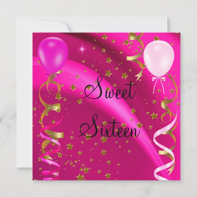Invitación Dulces Dieciséis Cumpleaños Fiesta Estrellas Rosad (Anverso)