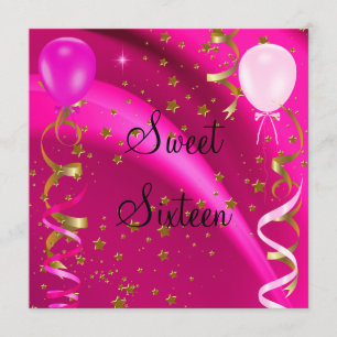 Invitación Dulces Dieciséis Cumpleaños Fiesta Estrellas Rosad