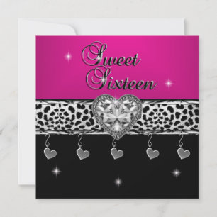 Invitación Dulces Dieciséis Cumpleaños Fiesta Leopardo Rosa N