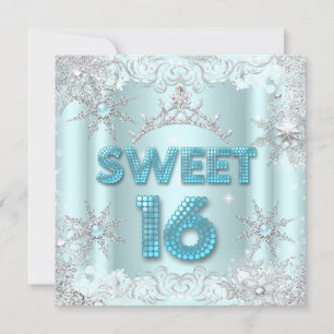 Invitación Dulces dieciséis Dulces 16 Copo de nieve Teal Plat