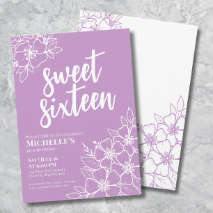 Invitación Dulces Dieciséis Elegante Cumpleaños 16 Morado
