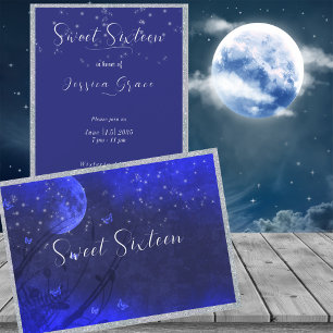 Invitación Dulces Dieciséis, Estrellas Luna Noche Encantada P