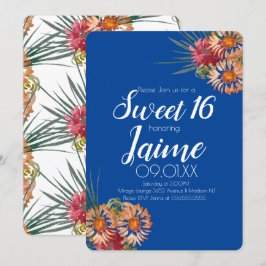 Invitación Dulces Dieciséis Floral Acuarela Tropical