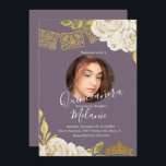 Invitación Dulces Dieciséis Florales Falsos de Marfil con Bri<br><div class="desc">Quince Dulces Dieciséis Papel Picado Mexicano con Florales de Marfil Acuarela. Agrega tu propia foto</div>