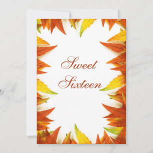 Invitación Dulces Dieciséis Hojas de Otoño Doble Cara