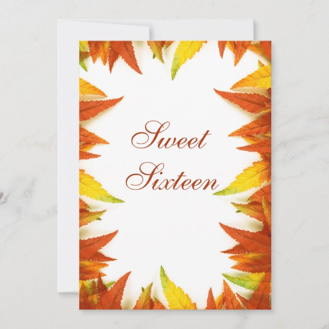 Invitación Dulces Dieciséis Hojas de Otoño Doble Cara (Anverso)