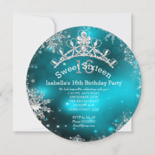 Invitación Dulces Dieciséis Invierno Maravilloso Plata Turque