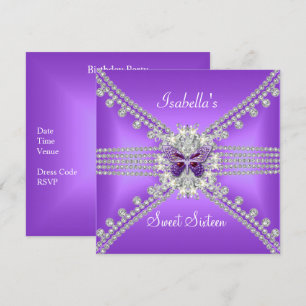 Invitación Dulces Dieciséis Mariposa Lila Perla 2