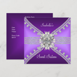 Invitación Dulces Dieciséis Mariposa Morado Plata 3