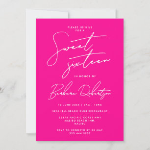 Invitación Dulces dieciséis minimalistas con letra chic y ros