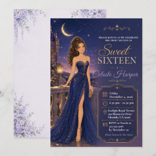 Invitación Dulces Dieciséis Noche Celestial