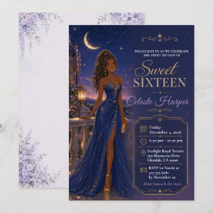 Invitación Dulces Dieciséis Noche Celestial
