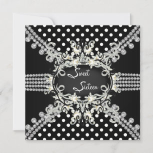 Invitación Dulces Dieciséis Perla Blanca Manchas Negras