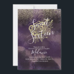 Invitación Dulces Dieciséis Rosa Purpura Dorada con Brillo Fa<br><div class="desc">Invitaciones de Quince Dulces Dieciséis Doradas Purpuras con Brillo Falso</div>