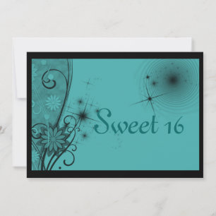 Invitación Dulces Dieciséis Turquesa y Negro