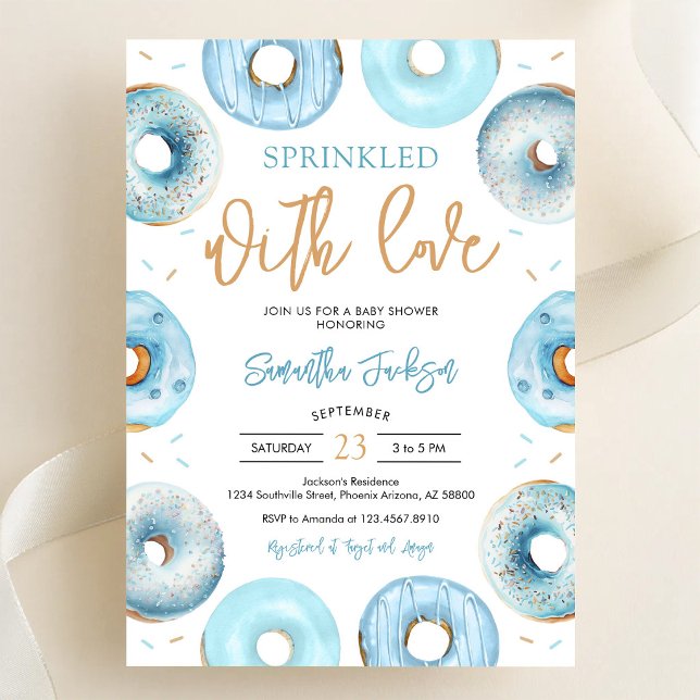 Invitación Dulces Donas Azules con Amor Baby Shower (Subido por el creador)